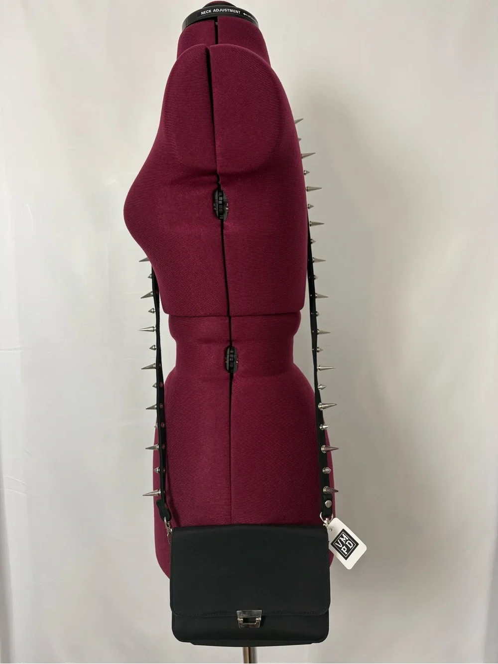 Black Shoulder Bag with Studded Strap - Women's Crossbody